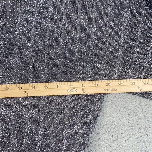 Chico's Top Womens 2 Gray Glitter V Neck Knit Batwing Sleeve Casual Blouse - Picture 5 of 11